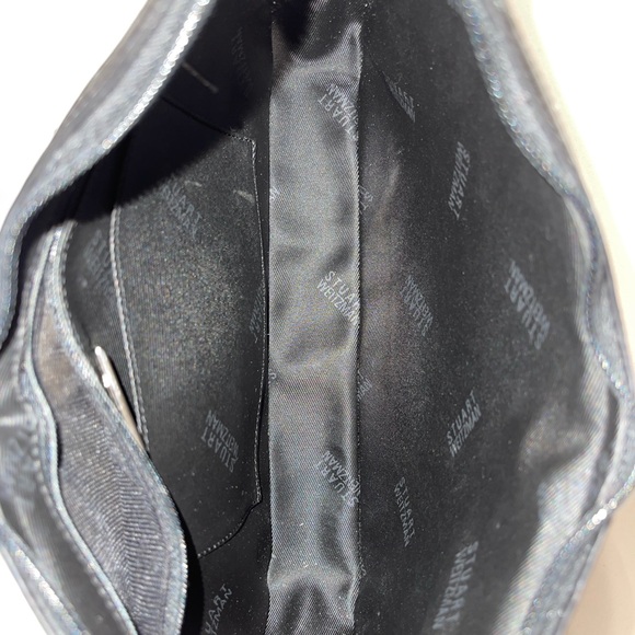 Stuart Weitzman Vintage Shoulder Bag Purse Black Leather and Grey Wool - Picture 8 of 8